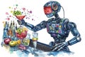 Robot Bartender Serving Cocktails
