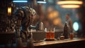 Robot Bartender Serving Drinks. created by generative artificial intelligence