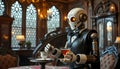 Robot Bartender Serving, Futuristic Bar Scene Generative AI