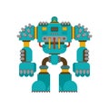 Robot Battle isolated. Cyborg warrior future. Vector illustration