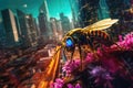 Robot Bee in Futuristic City