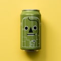 Playful Robot Can With Minimalist Portrait Design