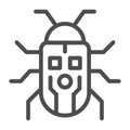 Robot beetle line icon, Robotization concept, robot bug sign on white background, Robotic beetle icon in outline style
