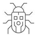 Robot beetle thin line icon, Robotization concept, robot bug sign on white background, Robotic beetle icon in outline
