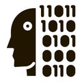 robot binary code icon Vector Glyph Illustration