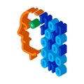 Robot binary code isometric icon vector illustration