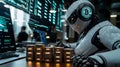 Robot Bitcoin Trader Royalty Free Stock Photo