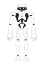 Robot black and white 2D line cartoon character