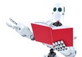 Robot with book. Close-up. . Contains clipping path Royalty Free Stock Photo