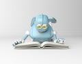 Robot with book,3d render. Royalty Free Stock Photo