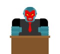 Robot boss angry. Cyborg boss. businessman of the future. Vector illustration