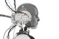 Robot with brain and wires Royalty Free Stock Photo