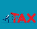 Robot breaking tax with a fist. Concept business taxes illustration, Flat cartoon vector design
