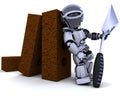 Robot with bricks and trowel