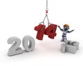 Robot bringing in the new year Royalty Free Stock Photo