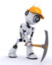 Robot builder with a pickaxe Royalty Free Stock Photo