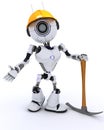 Robot builder with a pickaxe Royalty Free Stock Photo