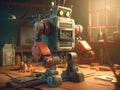 Robot builder. Retro futurism. Generative AI.