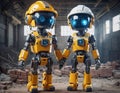 Robot builders work on a construction site with tools. Made with AI Royalty Free Stock Photo