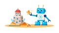 Robot Building a Sandcastle Vector Art, vector design Generative AI Royalty Free Stock Photo