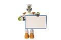 Robot and Bulletin Board,3D illustration.