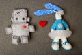 Robot and Bunny. Soft Toys.