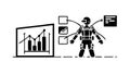Robot Business Analytics, Automated Insights and Data Processing, vector design Generative AI Royalty Free Stock Photo