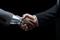 Robot businessman handshake. Generate Ai