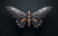 Robot butterfly with wings spread out. Fantasy, Minimal, Clean, 3D Render, Surrealistic, Photographic Style, illustration, Close Royalty Free Stock Photo