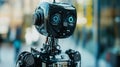 Robot camera operator tracks speaker in modern event setting with AI technology Royalty Free Stock Photo