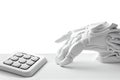 Robot can working on keyboard button, AI, Artificial Intelligence, Robotic white hand. Futuristic technology concept. Transparent Royalty Free Stock Photo