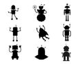 Robot cartoon Animals scissors collection isolated vector Silhouette