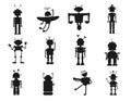 Robot cartoon Animals scissors collection isolated vector Silhouette