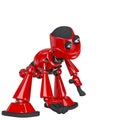 Robot cartoon doing a crouch pose