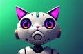 Robot cat. Cute robot pussycat in bright colors. Concept of modern world, toy animal. Royalty Free Stock Photo