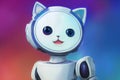 Robot cat. Cute robot pussycat in bright colors. Concept of modern world, toy animal.