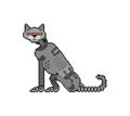 Robot cat pixel art. 8 bit Cyborg cat. pixelated Robotic iron pet. Vector illustration