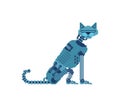 Robot cat pixel art. 8 bit Cyborg cat. pixelated Robotic iron pet. Vector illustration