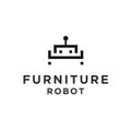 Robot Chair Logo Design Vector Illustration