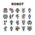 robot character cyborg icons set vector Royalty Free Stock Photo