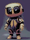 Robot character in pixel art style. Color illustration Royalty Free Stock Photo