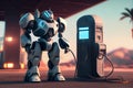 robot charge with electric charging station Royalty Free Stock Photo