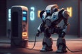 robot charge with electric charging station Royalty Free Stock Photo