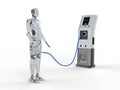 Robot charge at station Royalty Free Stock Photo