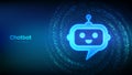 Robot chatbot head icon. Chatbot assistant application. Artificial intelligence conversation assistant concept. Binary code Data Royalty Free Stock Photo