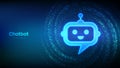 Robot chatbot head icon. Chatbot assistant application. Artificial intelligence conversation assistant concept. Binary code Data