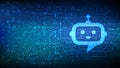 Robot chatbot head icon sign made with binary code. Chatbot assistant application. AI concept. Digital binary data and streaming