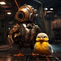 A robot and a chick