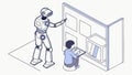 Robot and Child Learning Together, Future of Education, vector design Generative AI Royalty Free Stock Photo
