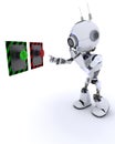 Robot choosing which button to push Royalty Free Stock Photo